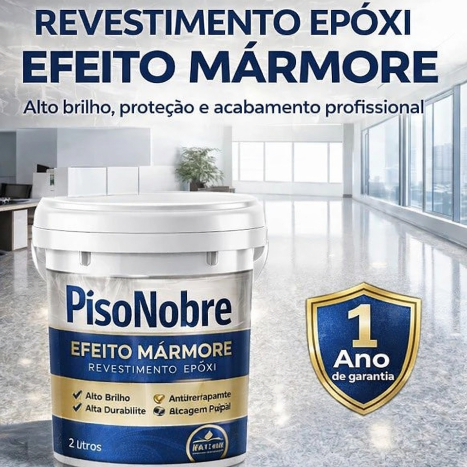Revestimento de Piso Epóxi com Acabamento de Mármore de Alto Brilho + BRINDE HOJE 🔥Kit Ferramentas de Aplicação🔥