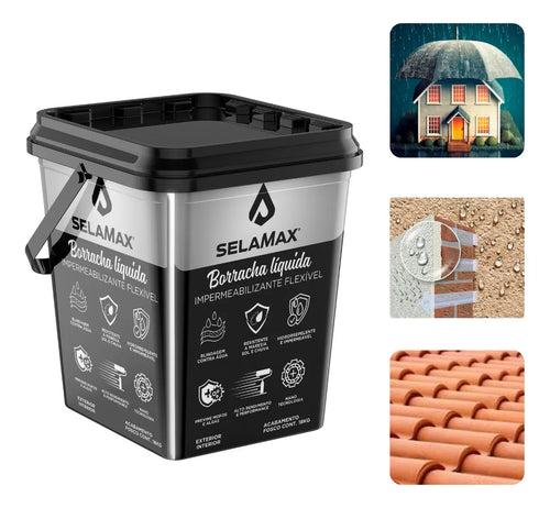 Selamax: Borracha Líquida Impermeabilizante Flexível – Proteção Contra Infiltrações para Telhados, Lajes e Paredes