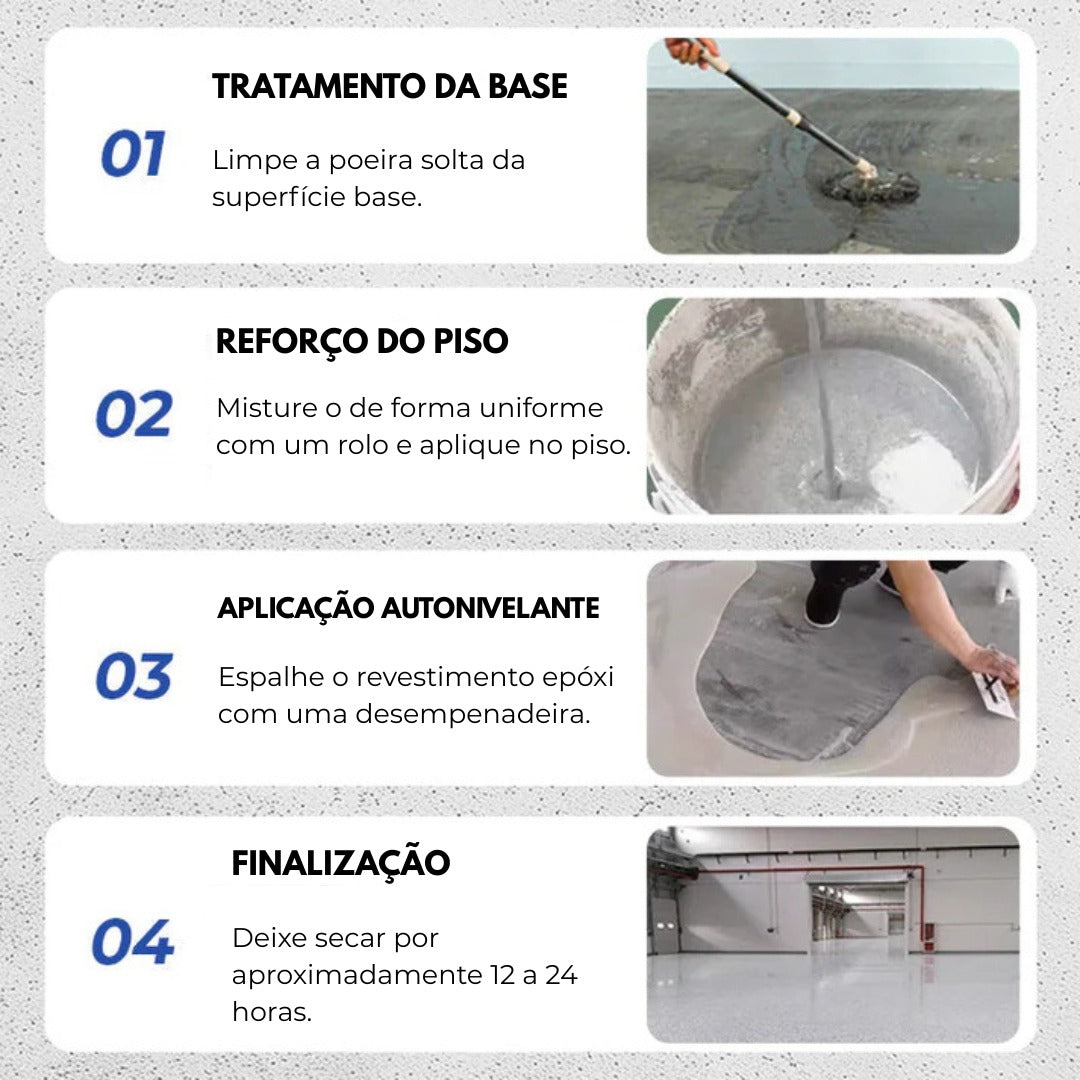 Revestimento de Piso Epóxi com Acabamento de Mármore de Alto Brilho + BRINDE HOJE 🔥Kit Ferramentas de Aplicação🔥