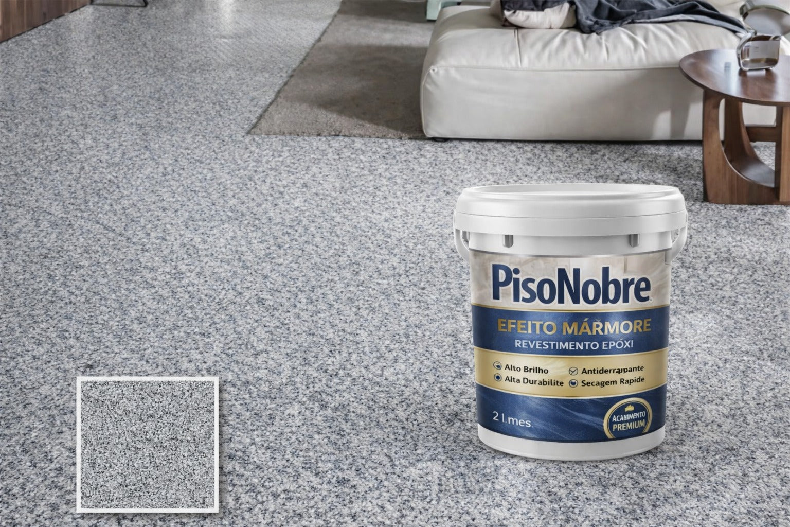 Revestimento de Piso Epóxi com Acabamento de Mármore de Alto Brilho + BRINDE HOJE 🔥Kit Ferramentas de Aplicação🔥
