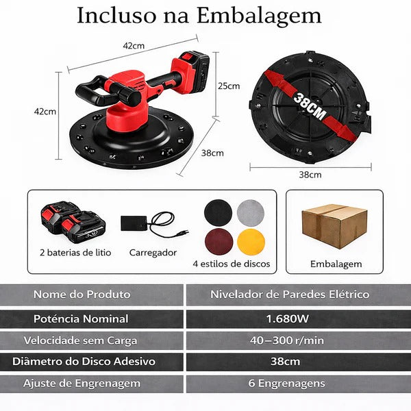 Desempenadeira Elétrica Profissional + BRINDE HOJE (4 Discos)